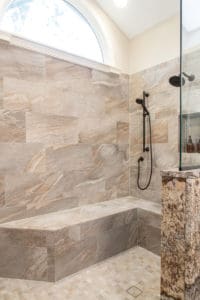 Remodeled bathroom shower space by Liston Design Build