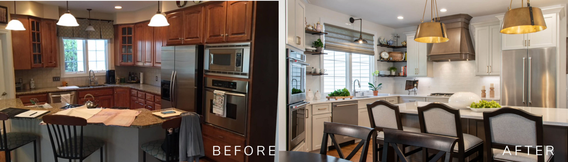 Before and after of a kitchen remodel done by Liston Design Build